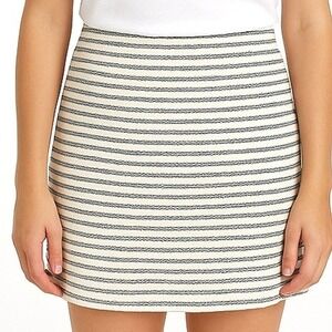 Gap Skirt White Grey 12 Ethnic Stripe Lined Knee‎ Length Back Zipper Chic Cotton
